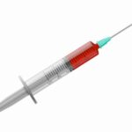 A syringe with blood